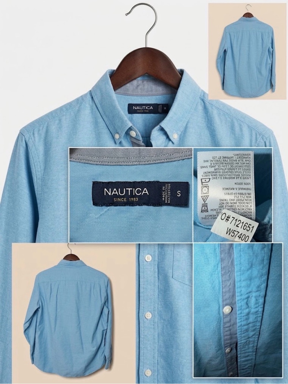 Nautica Men’s Light Blue Long-Sleeve Button-Down Shirt